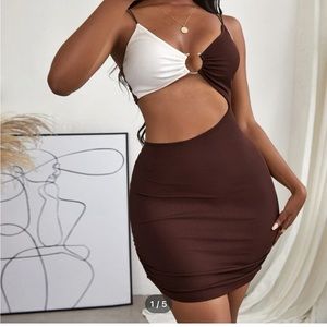 SHEIN brown and white dress size XS